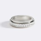 Fioré | Spinner Ring for Women - Silver Crystal Fidget Rotating Band Elegant Fit-Ring-Silver-5-Camoufit
