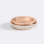 Fioré | Spinner Ring for Women - Silver Crystal Fidget Rotating Band Elegant Fit-Ring-Rose Gold-5-Camoufit