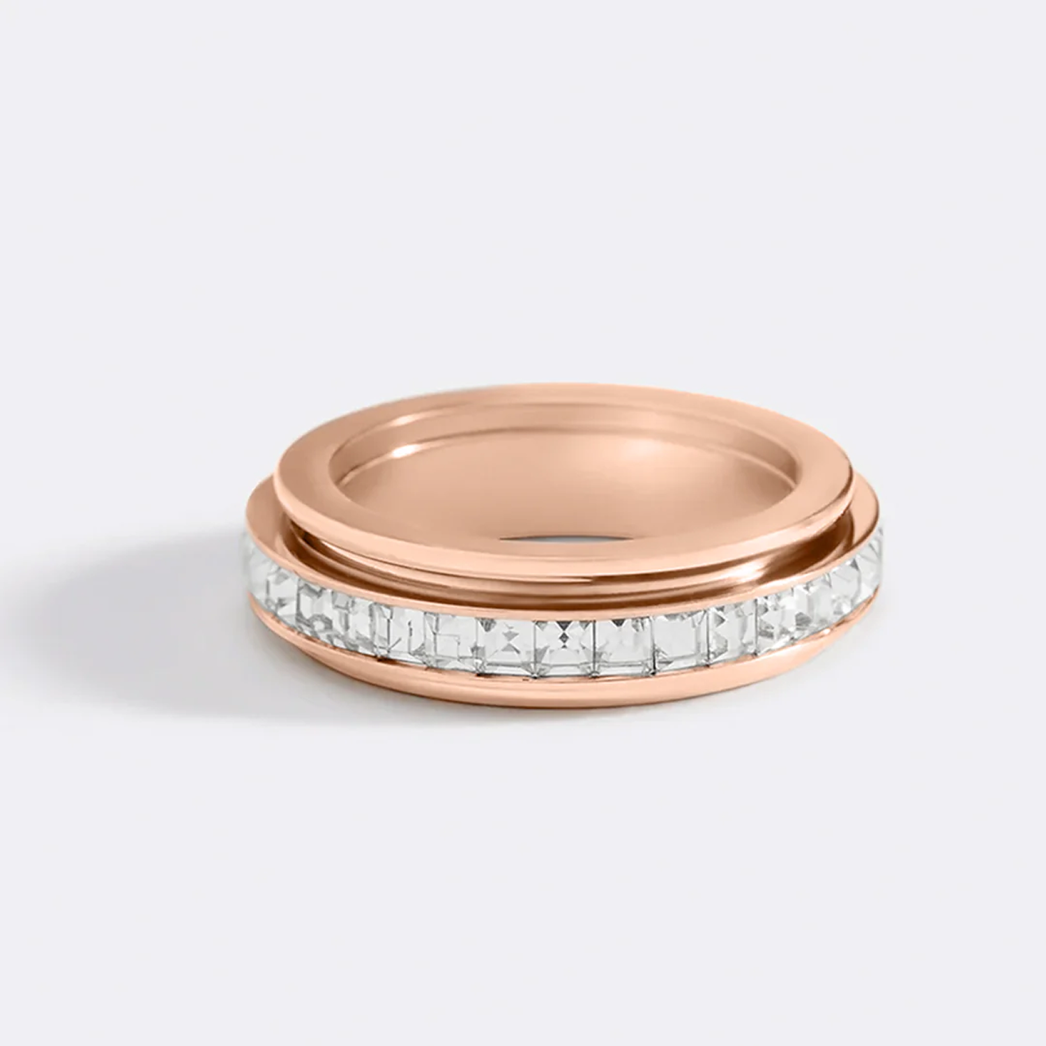 Fioré | Spinner Ring for Women - Silver Crystal Fidget Rotating Band Elegant Fit-Ring-Rose Gold-5-Camoufit