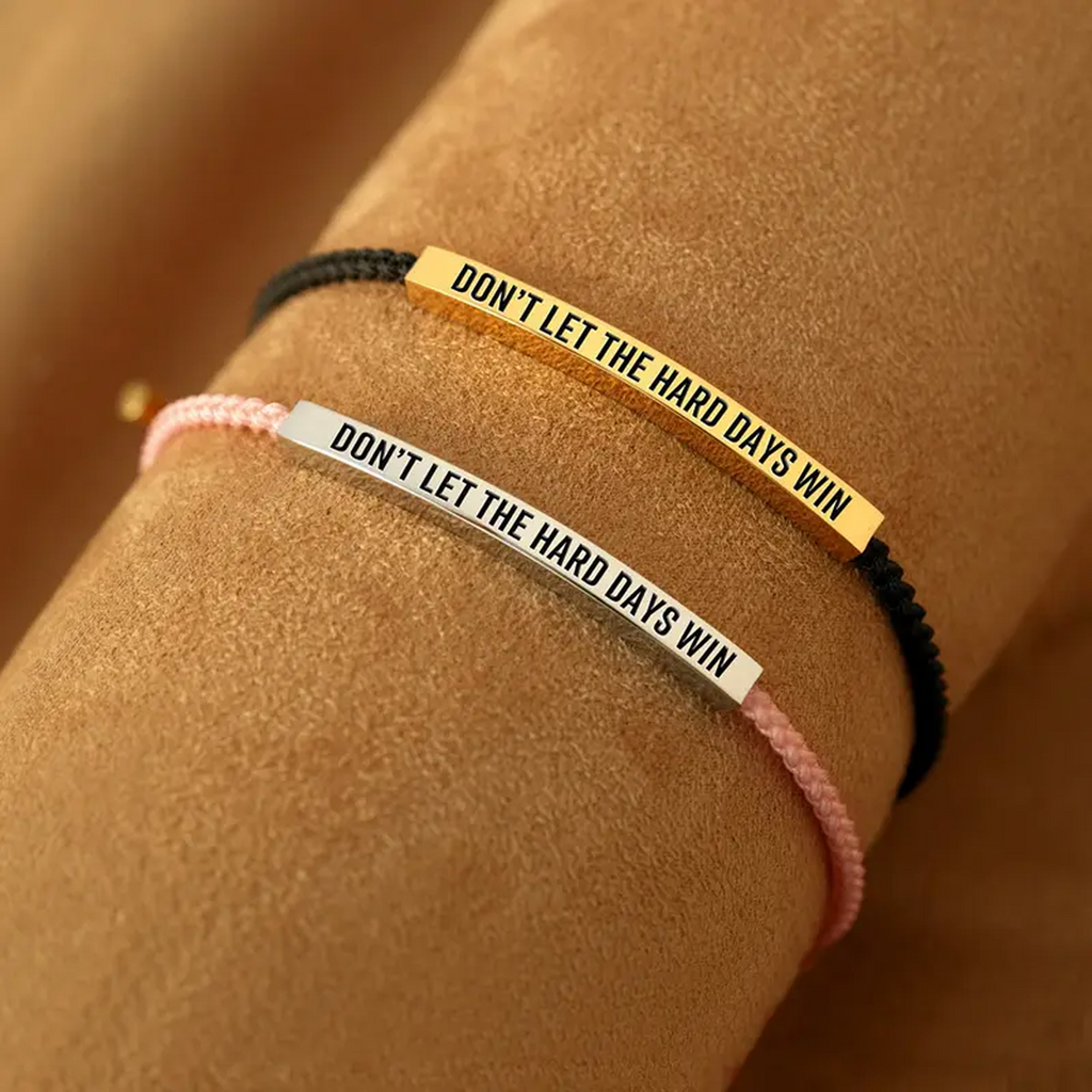 Celoura | Inspirational Bracelet for Women - Delicate Engraved Elegant Minimalist Fit-bracelet-Black and Gold-Don't Let The Hard Days Win-Camoufit