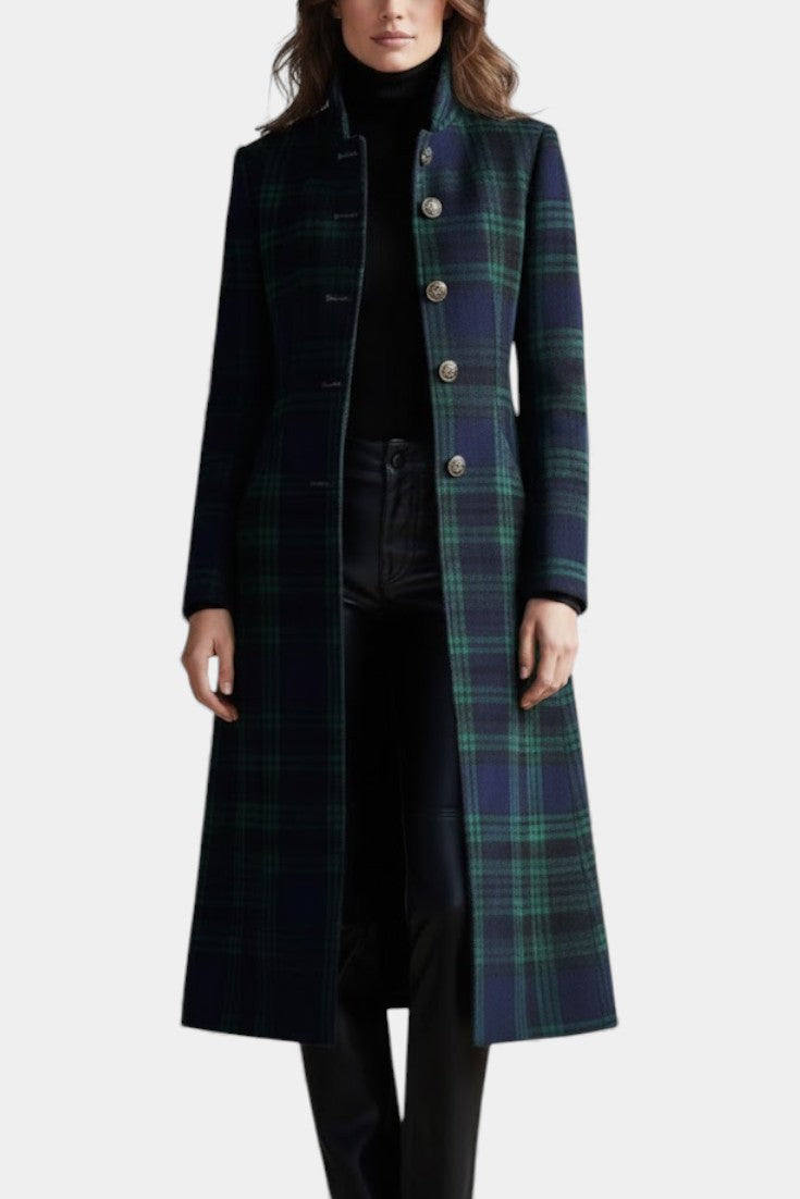 Zoe | Plaid Coat Women Mid-Length Winter Elegant Fit-Women's Jacket-Green-S-Camoufit