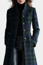 Zoe | Plaid Coat Women Mid-Length Winter Elegant Fit-Women's Jacket-Green-S-Camoufit