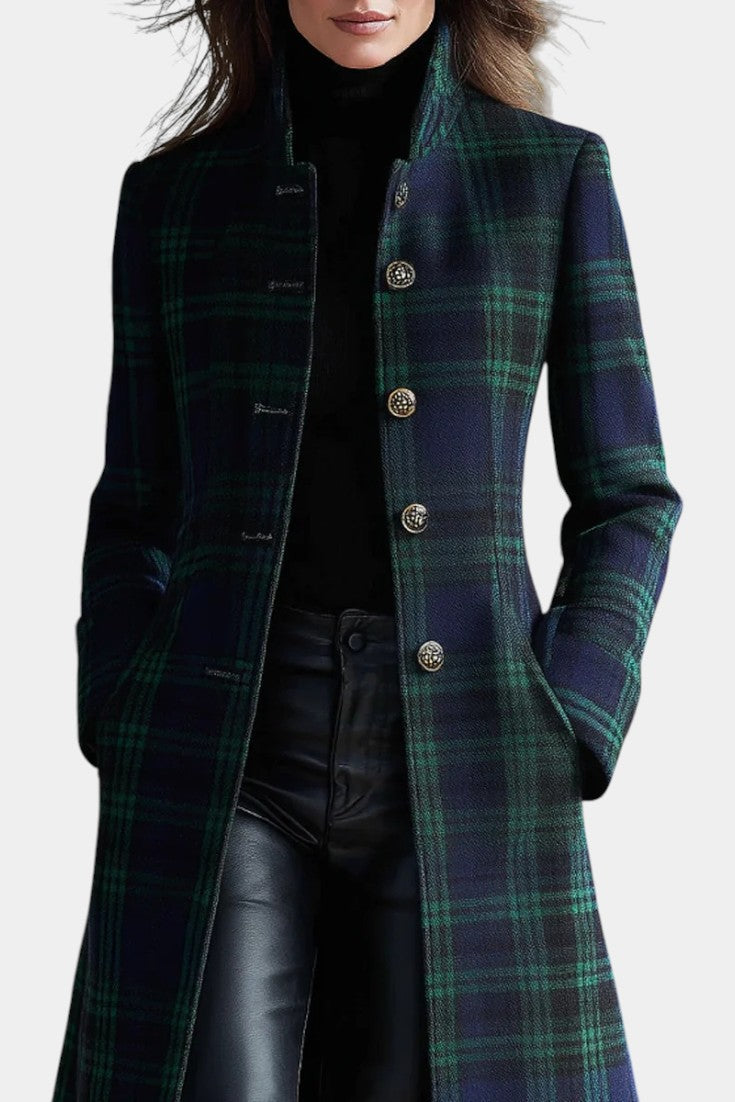Zoe | Plaid Coat Women Mid-Length Winter Elegant Fit-Women's Jacket-Green-S-Camoufit