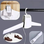 Vented electric clothes dryer with hanger and cord, plus portable drying tube