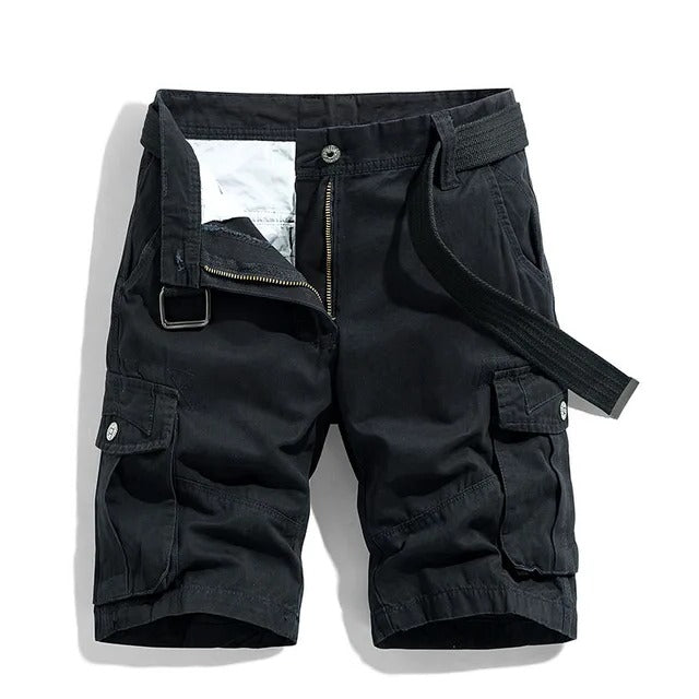Corvin | Cargo Shorts for Men - Multi Pocket Straight Cut Relaxed Comfortable Casual Fit-Men's Shorts-Black-29-Camoufit
