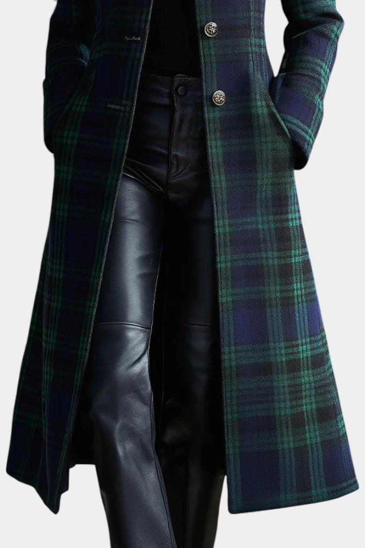 Zoe | Plaid Coat Women Mid-Length Winter Elegant Fit-Women's Jacket-Green-S-Camoufit