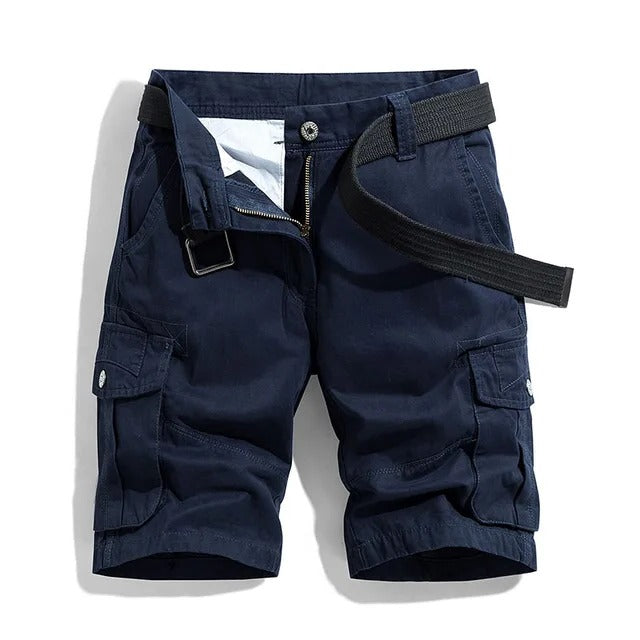 Corvin | Cargo Shorts for Men - Multi Pocket Straight Cut Relaxed Comfortable Casual Fit-Men's Shorts-Navy Blue-29-Camoufit