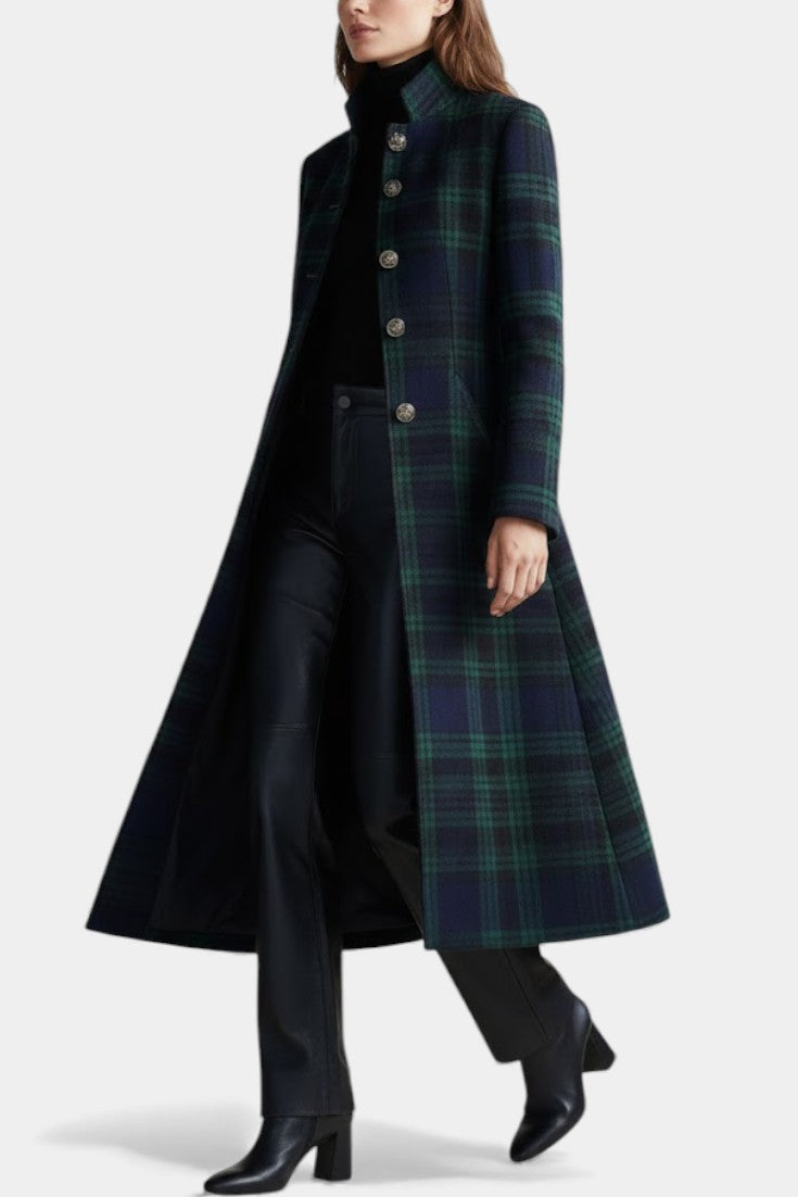 Zoe | Plaid Coat Women Mid-Length Winter Elegant Fit-Women's Jacket-Green-S-Camoufit