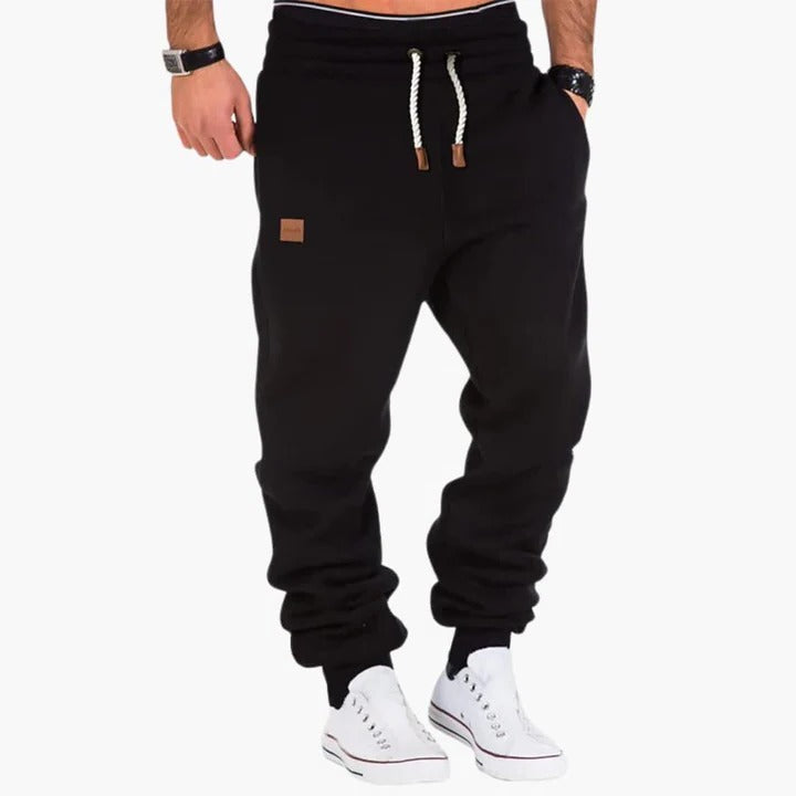 Marlo | Jogging Pants for Men - Ribbed Cuff Drawstring Waist Straight Tapered Casual Fit-men's sweatpants-Black-S-Camoufit