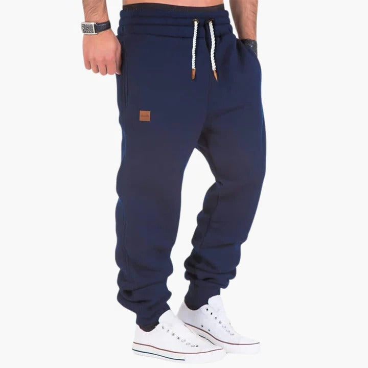 Marlo | Jogging Pants for Men - Ribbed Cuff Drawstring Waist Straight Tapered Casual Fit-men's sweatpants-Blue-S-Camoufit