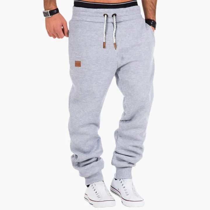 Marlo | Jogging Pants for Men - Ribbed Cuff Drawstring Waist Straight Tapered Casual Fit-men's sweatpants-Gray-S-Camoufit