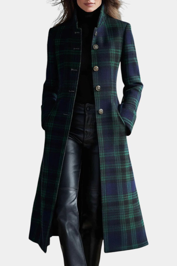Zoe | Plaid Coat Women Mid-Length Winter Elegant Fit-Women's Jacket-Green-S-Camoufit