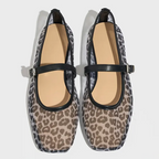 Lumielle | Women's Leopard Print Mesh Mary Jane Flats – Breathable Buckle Comfort Fit-Mary Jane Flats-Brown Leopard-5-