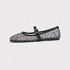 Lumielle | Women's Leopard Print Mesh Mary Jane Flats – Breathable Buckle Comfort Fit-Mary Jane Flats-Brown Leopard-5-