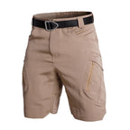 Cazaro | Tactical Shorts for Men - Waterproof Rip Stop Cotton Blend Multi Pocket Cargo Fit-Tactical Shorts-Khaki-28W-Camoufit