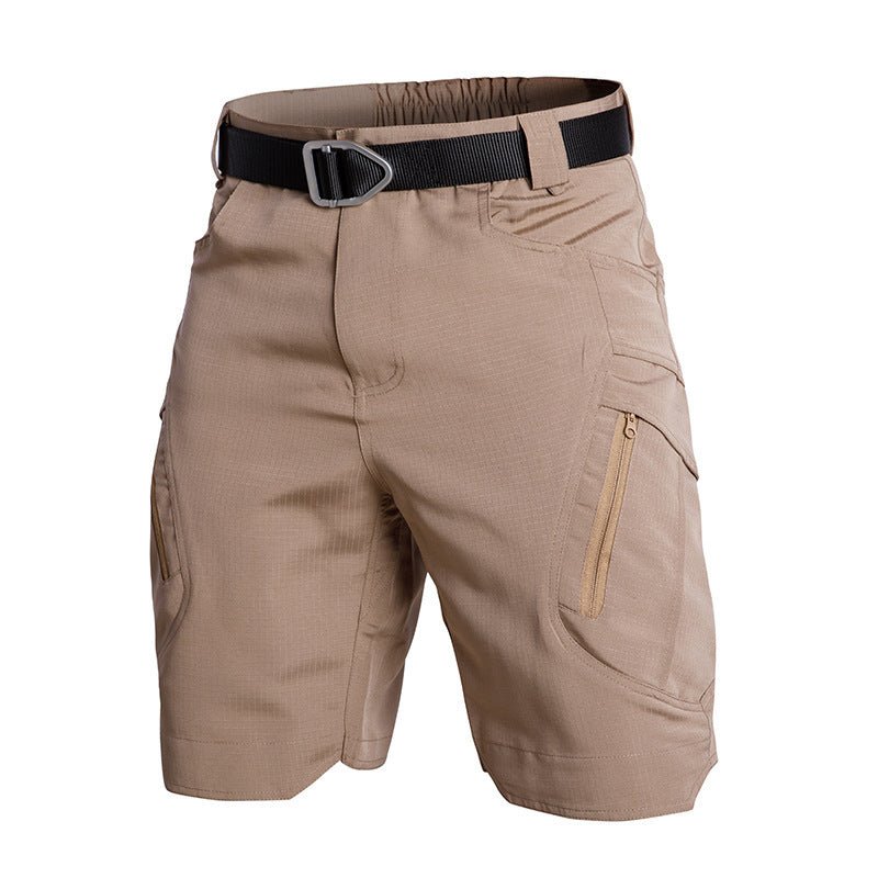 Cazaro | Tactical Shorts for Men - Waterproof Rip Stop Cotton Blend Multi Pocket Cargo Fit-Tactical Shorts-Khaki-28W-Camoufit