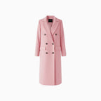 Elunara | Long Coat for Women - Lapel Collar Button Closure Flap Pocket Elegant Regular Fit-Women's Jacket-Pink-S-Camoufit