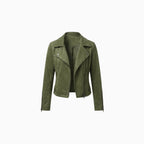 Roséa | Suede Biker Jacket for Women – Regular Fit Statement Style-Women's Jacket-Green-S-Camoufit