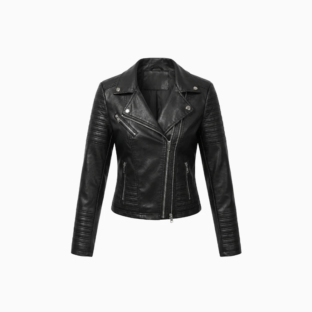 Novara | Women's Genuine Leather Biker Jacket – Timeless Structured Fit-Women's Leather Jacket-Black-S-