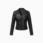 Novara | Women's Genuine Leather Biker Jacket – Timeless Structured Fit-Women's Leather Jacket-Black-S-
