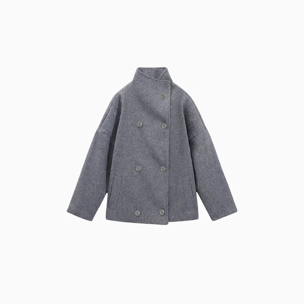 Valisse | Women's High Neck Short Coat – Relaxed Elegant Winter Fit-Women's Jacket-Grey-XS-