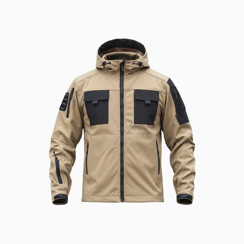 Varon | 5 in 1 Tactical Jacket for Men - Softshell Waterproof All Terrain Slim Regular Fit-Tactical Jackets-Black-S-Camoufit