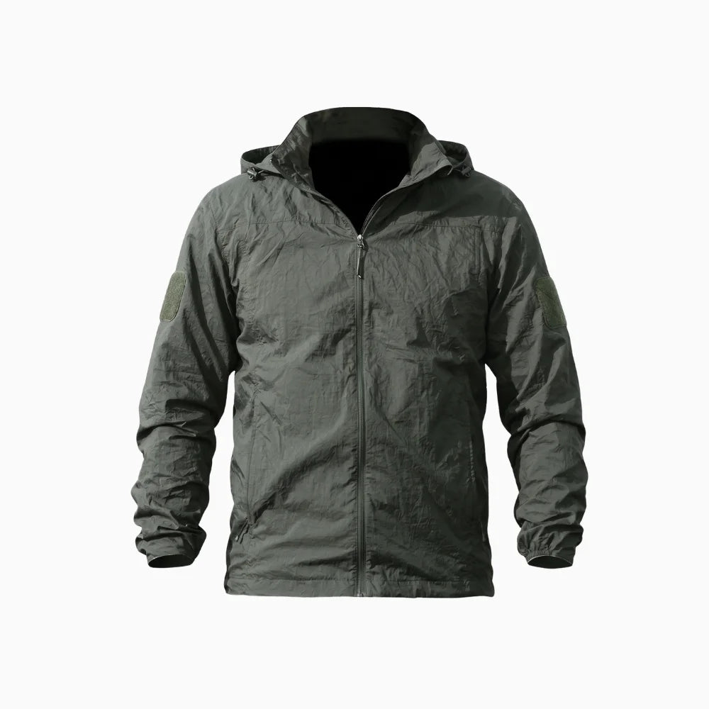 Toren | Quick Dry Shell Jacket for Men - UPF 50+ Hooded Lightweight Waterproof Outdoor Fit-Tactical Jackets-Army Green-S-Camoufit