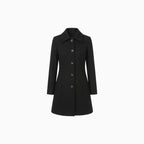 Vayelle | Women's Single Breasted Winter Trench Coat Wool Blend Tailored Elegant Long Jacket-Women's Trench Coats-Black-S-