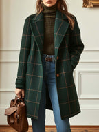 Larinda | Vintage Tweed Coat Women Structured Elegant Fit-Women's Jacket-Green-S-Camoufit
