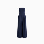 Vionelle | Women's Strapless Wide Leg Jumpsuit Tailored Waist Pockets Elegant Evening Playsuit-Jumpsuit-Navy-XS-Camoufit