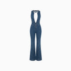Aloura | Heart-Shaped Denim Jumpsuit for Women – Zip Front Bodycon Fit-Jumpsuit-Navy-XS-Camoufit