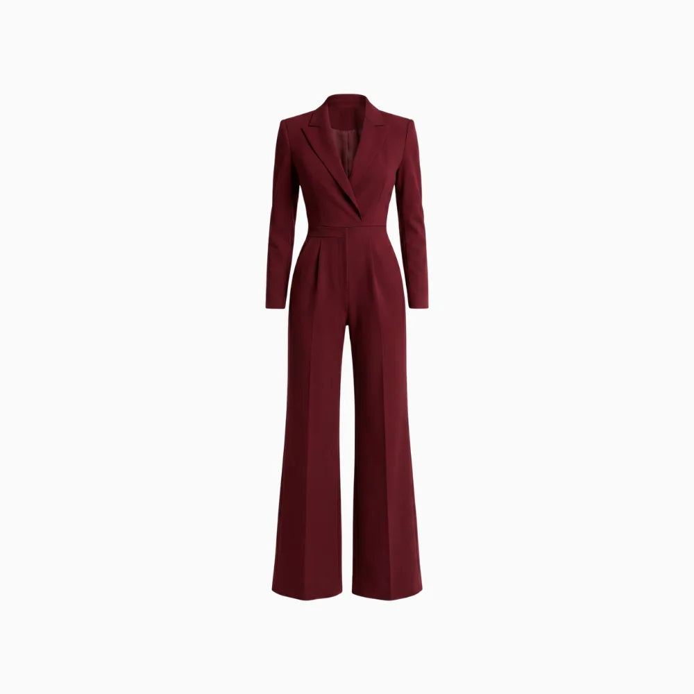 Céllia | Women's V Neck Wide Leg Jumpsuit Wrap Front Tailored Structured Elegant Evening Playsuit-Jumpsuit-White-S-Camoufit
