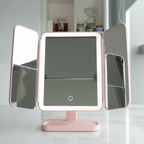 Lighted LED Makeup Vanity Mirror with 3 Color Lighting Modes - Dimmable Touch Screen Tabletop Cosmetic Mirror