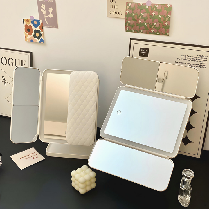 Lighted LED Makeup Vanity Mirror with 3 Color Lighting Modes - Dimmable Touch Screen Tabletop Cosmetic Mirror