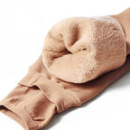 Fleece-lined winter leggings, light beige with plush cream fleece cuff detail at ankle