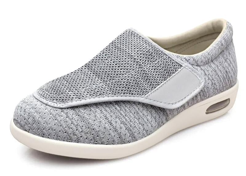 Naurelle | Wide Comfort Shoes for Women - Adjustable Velcro Cushioned Breathable Wide Fit-Women's Sneakers-Light grey-4-Camoufit