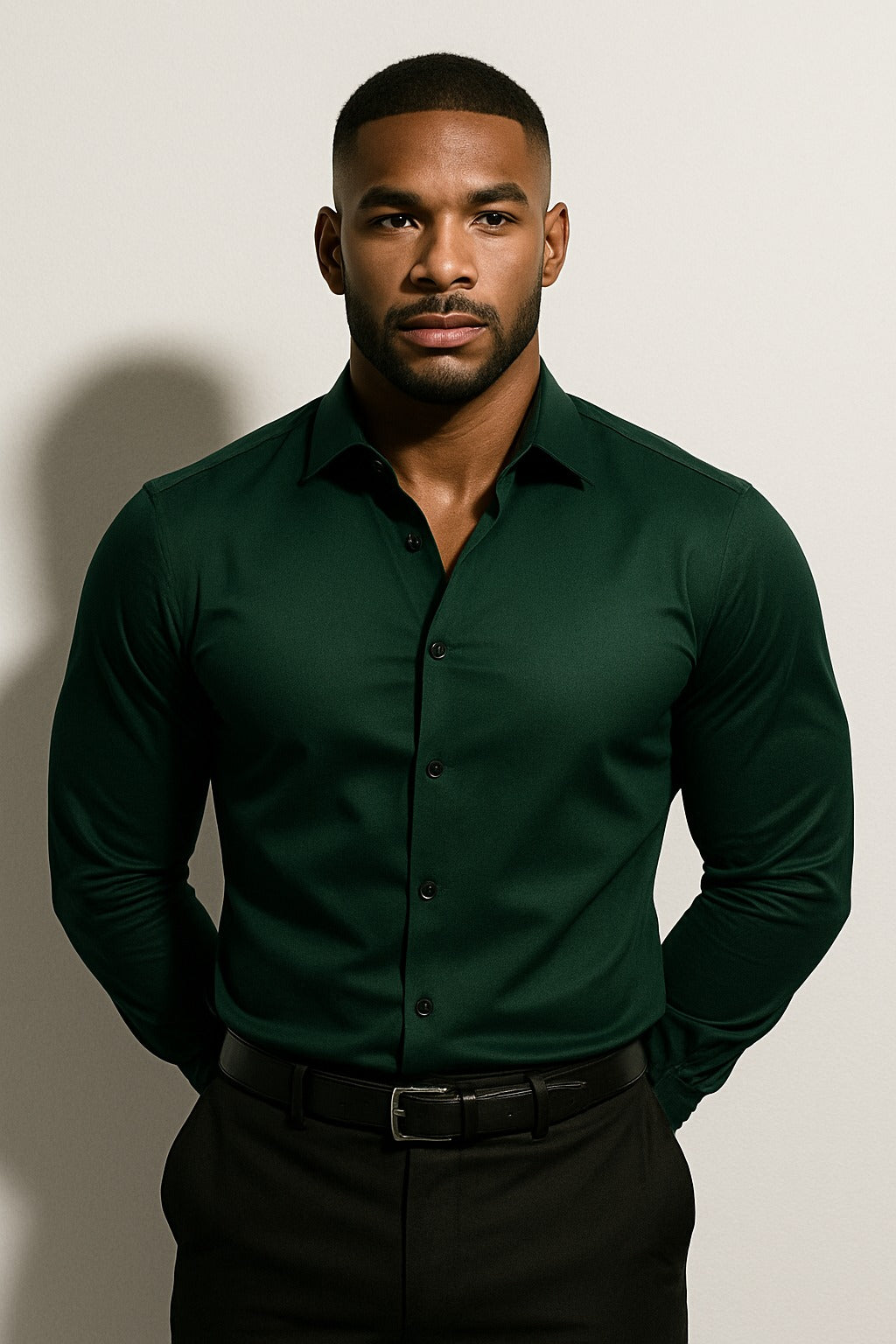 Auren | Long Sleeve Dress Shirt for Men - Relaxed Fit Casual Polished Refined Everyday Fit-Men's Shirt-Green-XS-Camoufit