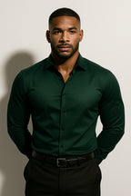 Auren | Long Sleeve Dress Shirt for Men - Relaxed Fit Casual Polished Refined Everyday Fit-Men's Shirt-Green-XS-Camoufit
