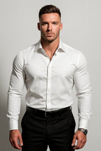 Auren | Long Sleeve Dress Shirt for Men - Relaxed Fit Casual Polished Refined Everyday Fit-Men's Shirt-White-XS-Camoufit