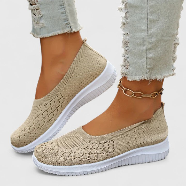 Naurelle | Women's Orthopaedic Slip On Shoes – Lightweight Support Comfort Fit-Women's Flats-Beige-4-