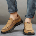 Bellaro | Slip On Loafers for Men - Nubuck Hybrid Textured Panel Casual Regular Fit-Men's Shoes-Brown-6-Camoufit