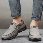 Bellaro | Slip On Loafers for Men - Nubuck Hybrid Textured Panel Casual Regular Fit-Men's Shoes-Brown-6-Camoufit