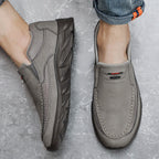 Bellaro | Slip On Loafers for Men - Nubuck Hybrid Textured Panel Casual Regular Fit-Men's Shoes-Brown-6-Camoufit