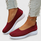 Naurelle | Women's Orthopaedic Slip On Shoes – Lightweight Support Comfort Fit-Women's Flats-Red-4-