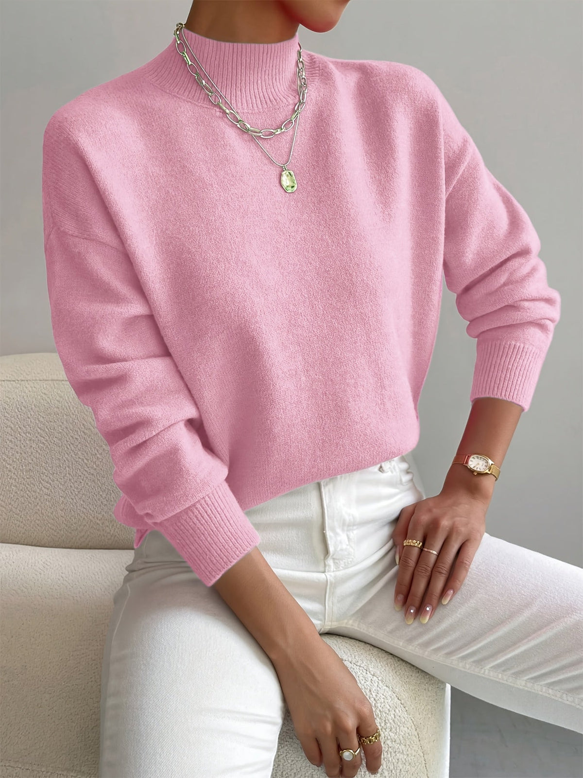 Pamelo | Women's Sweater | Crew Neck with Ribbed Cuff