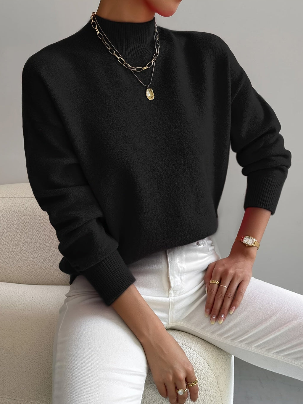 Pamelo | Women's Sweater | Crew Neck with Ribbed Cuff