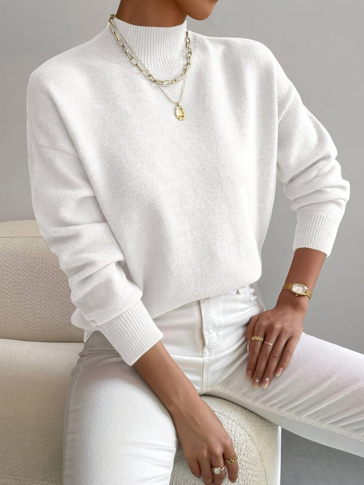 Pamelo | Women's Sweater | Crew Neck with Ribbed Cuff