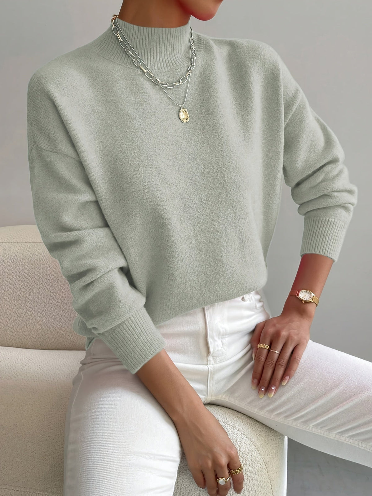 Pamelo | Women's Sweater | Crew Neck with Ribbed Cuff