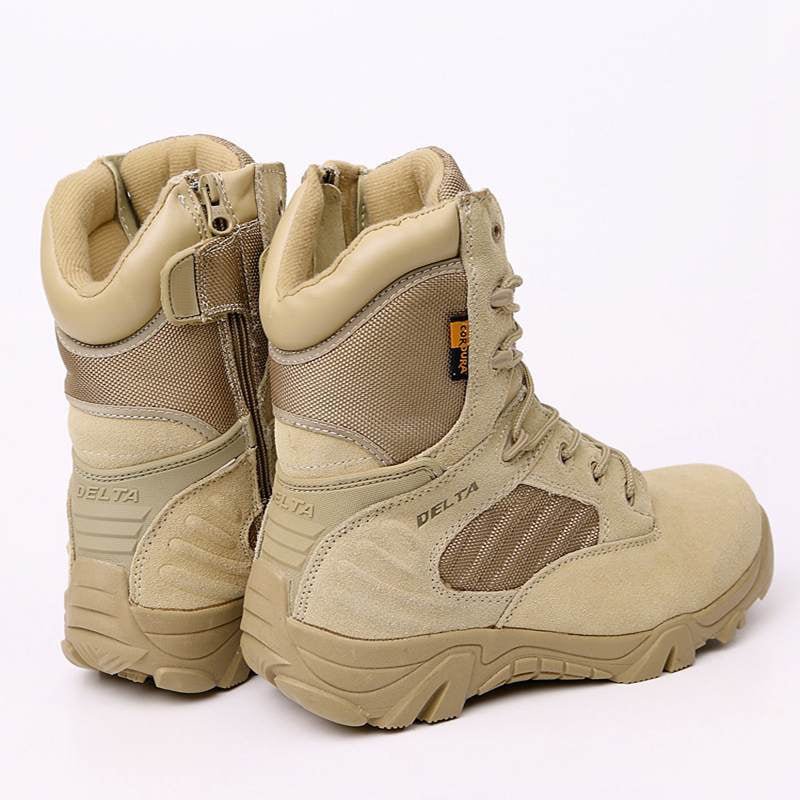 Alvero | Tactical Military Boots for Men - Waterproof Lightweight Anti-Skid Fit-Tactical Boots-Khaki-5.5-Camoufit