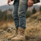 Alvero | Tactical Military Boots for Men - Waterproof Lightweight Anti-Skid Fit-Tactical Boots-Khaki-5.5-Camoufit